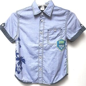 S.Oliver Beach Blue Chambray Surf Shirt Short Sleeves Size 8 Yrs